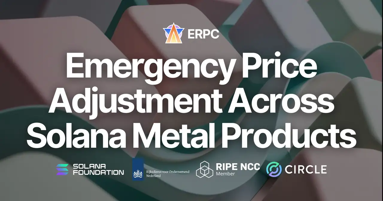 ERPC Announces Emergency Price Adjustment Across Solana Bare Metal Products Due to Rapid Hardware Cost Increases