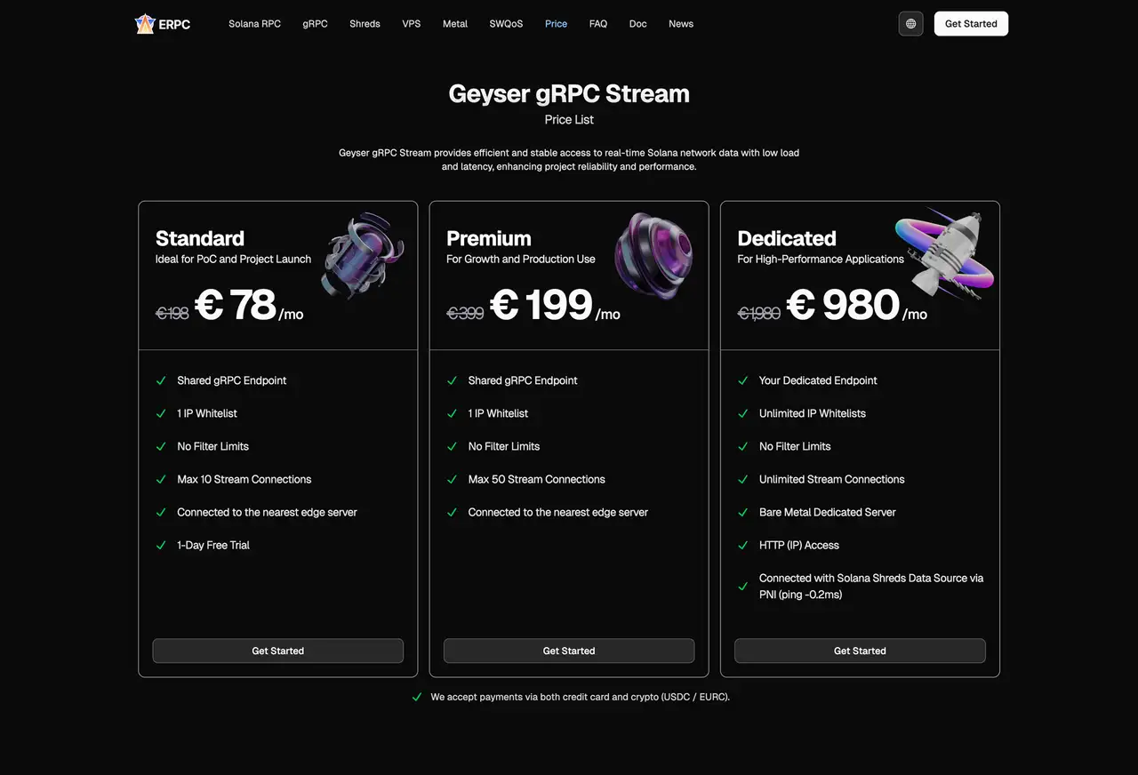 Geyser gRPC Pricing