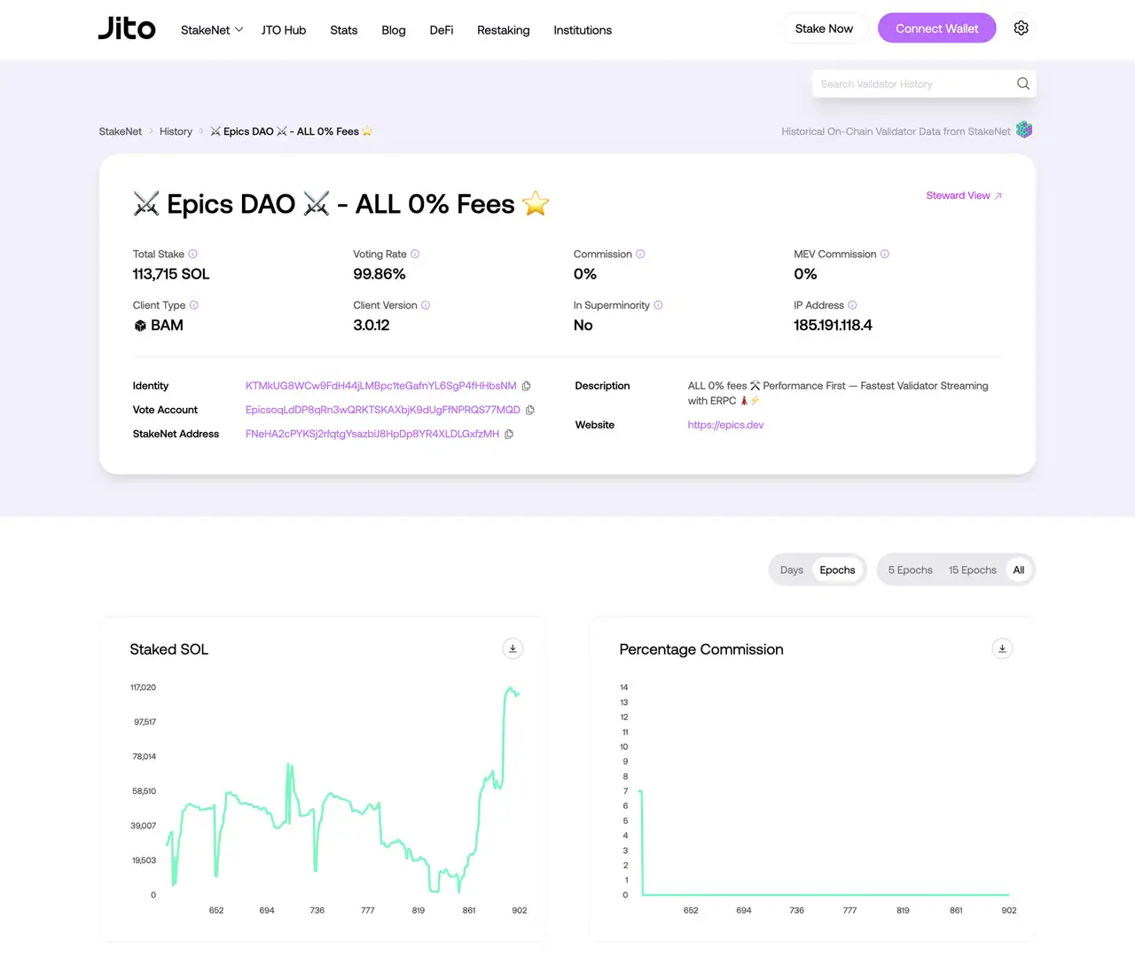 Epics DAO validator running BAM client