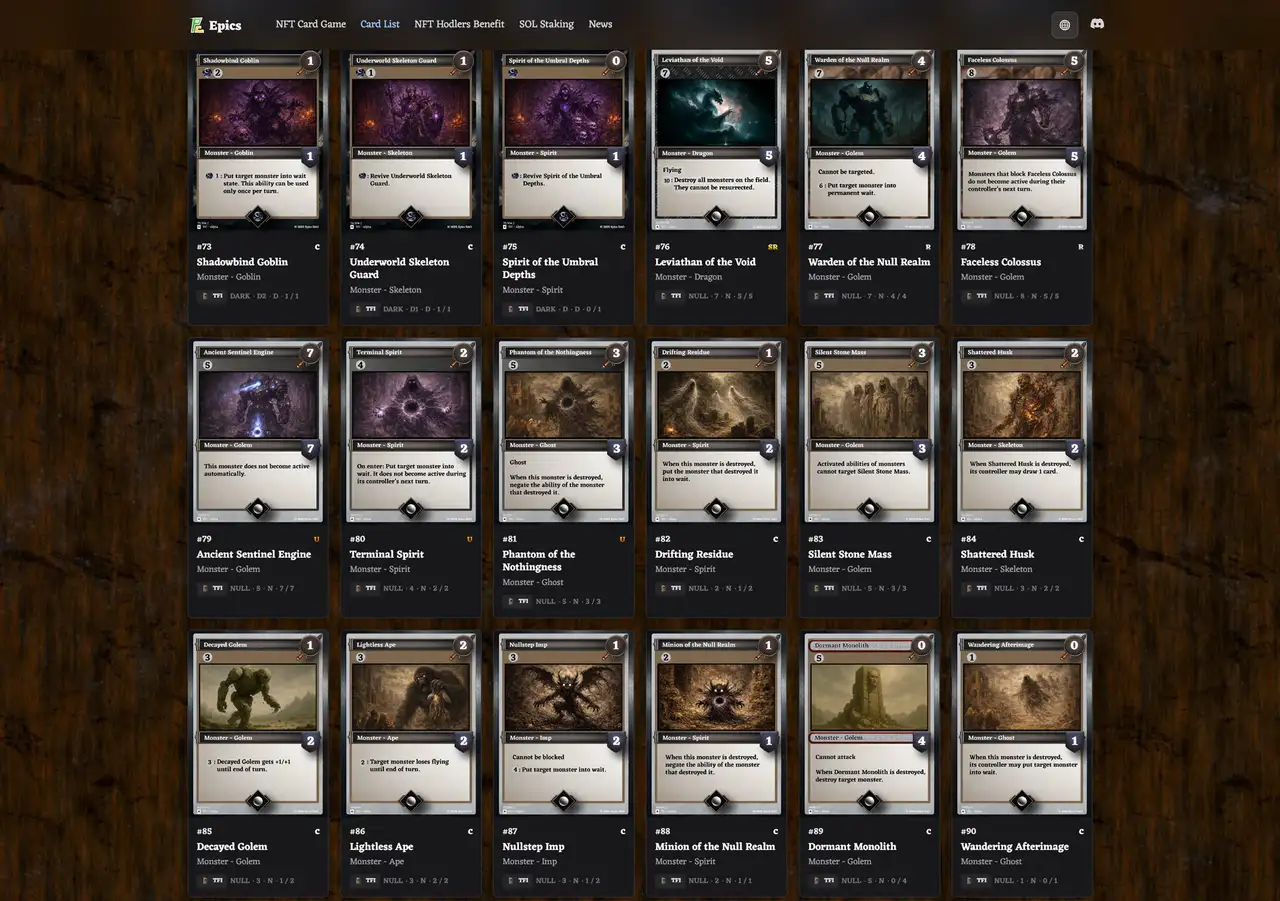 Buidlers Guild Null Monster Cards