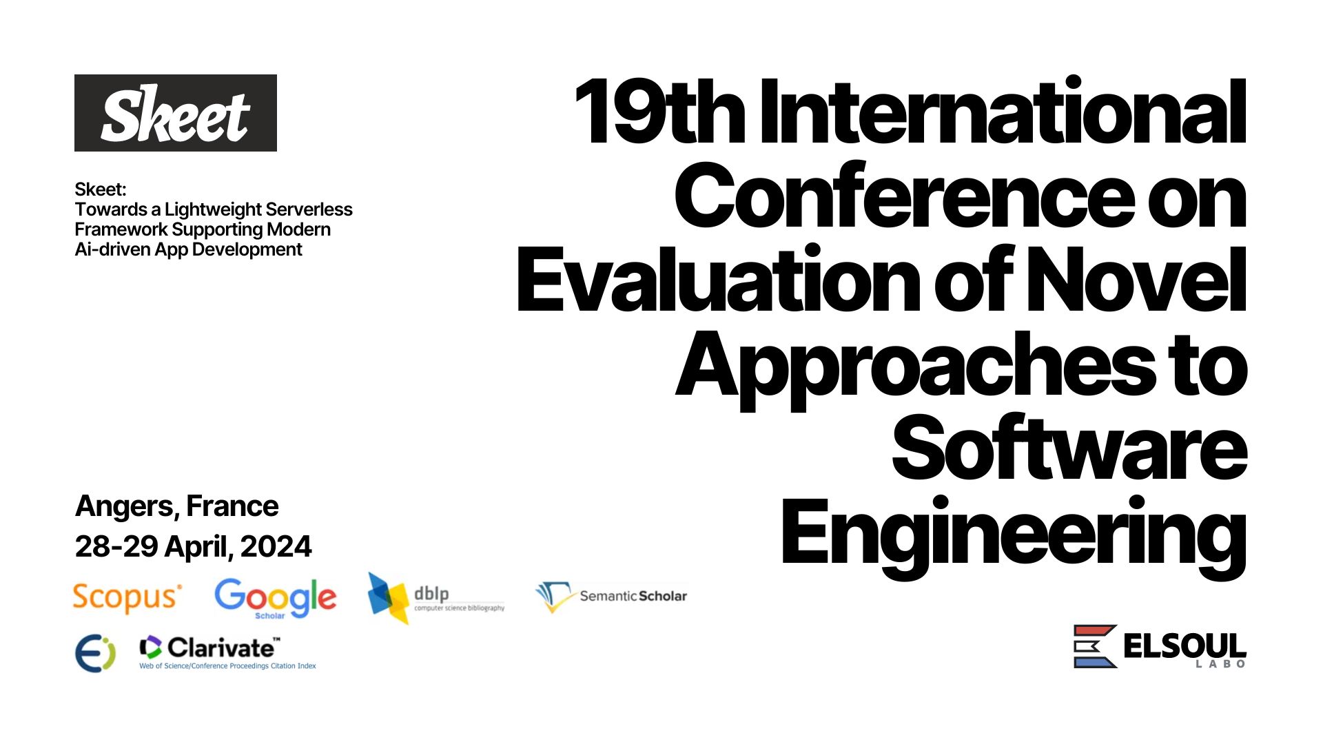 The Presentation of a Research Paper on the AI-Era Serverless Framework Skeet at the International Software Conference ENASE 2024